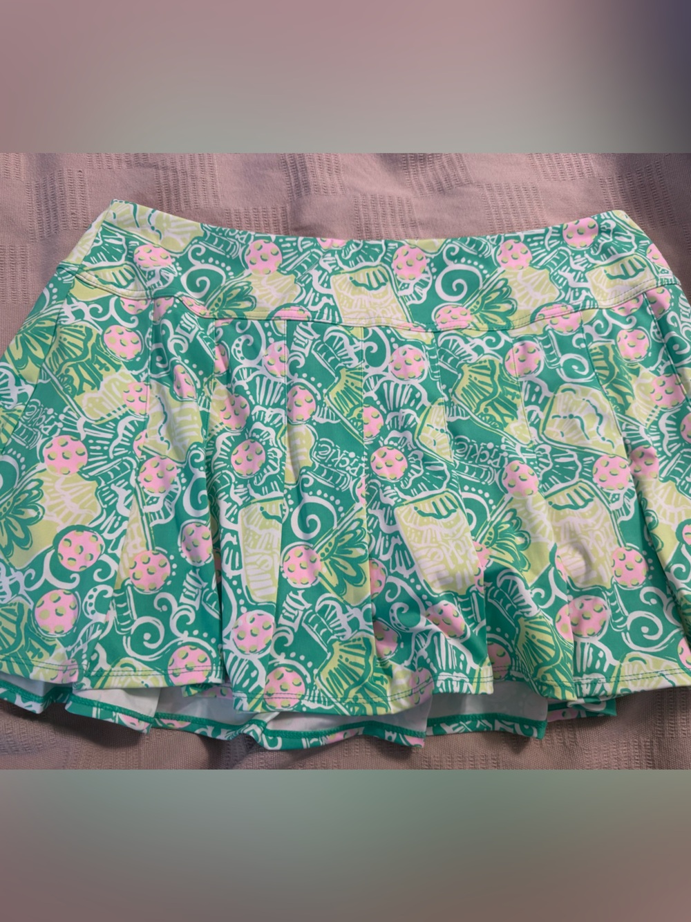 Lilly Pulitzer Green Floral Strapless Top with Pink Trim